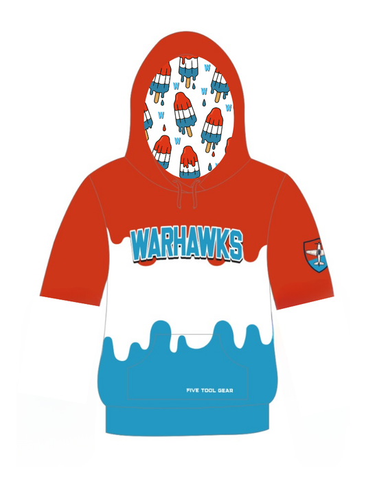 FIVE TOOL GEAR ELITE SHORT SLEEVE HOODIE  -  WARHAWKS BOMB POP